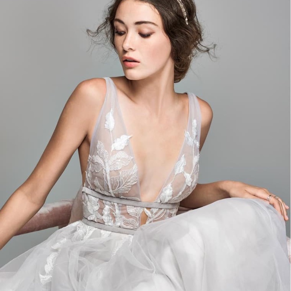 Galatea Embroidered V-Neck Tulle Wedding Dress